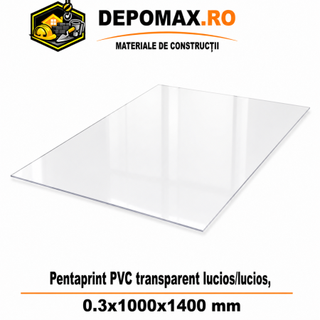 Placa PVC rigid Pentaprint Transparent Lucios/Lucios 0.3x1000x1400 mm
